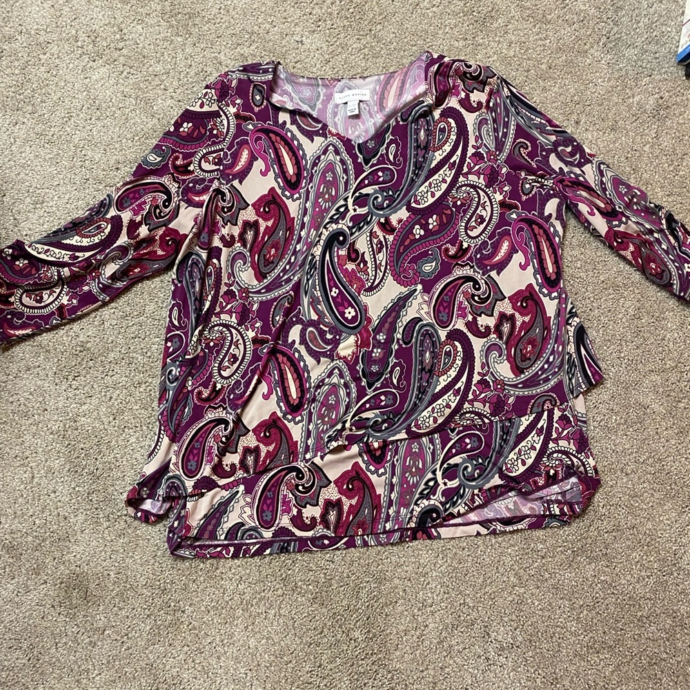 Susan Graver Purple Paisley Blouse
